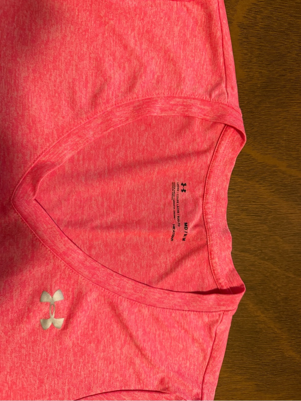 Under Armour Neon Pink Heather V-Neck Performance Tee